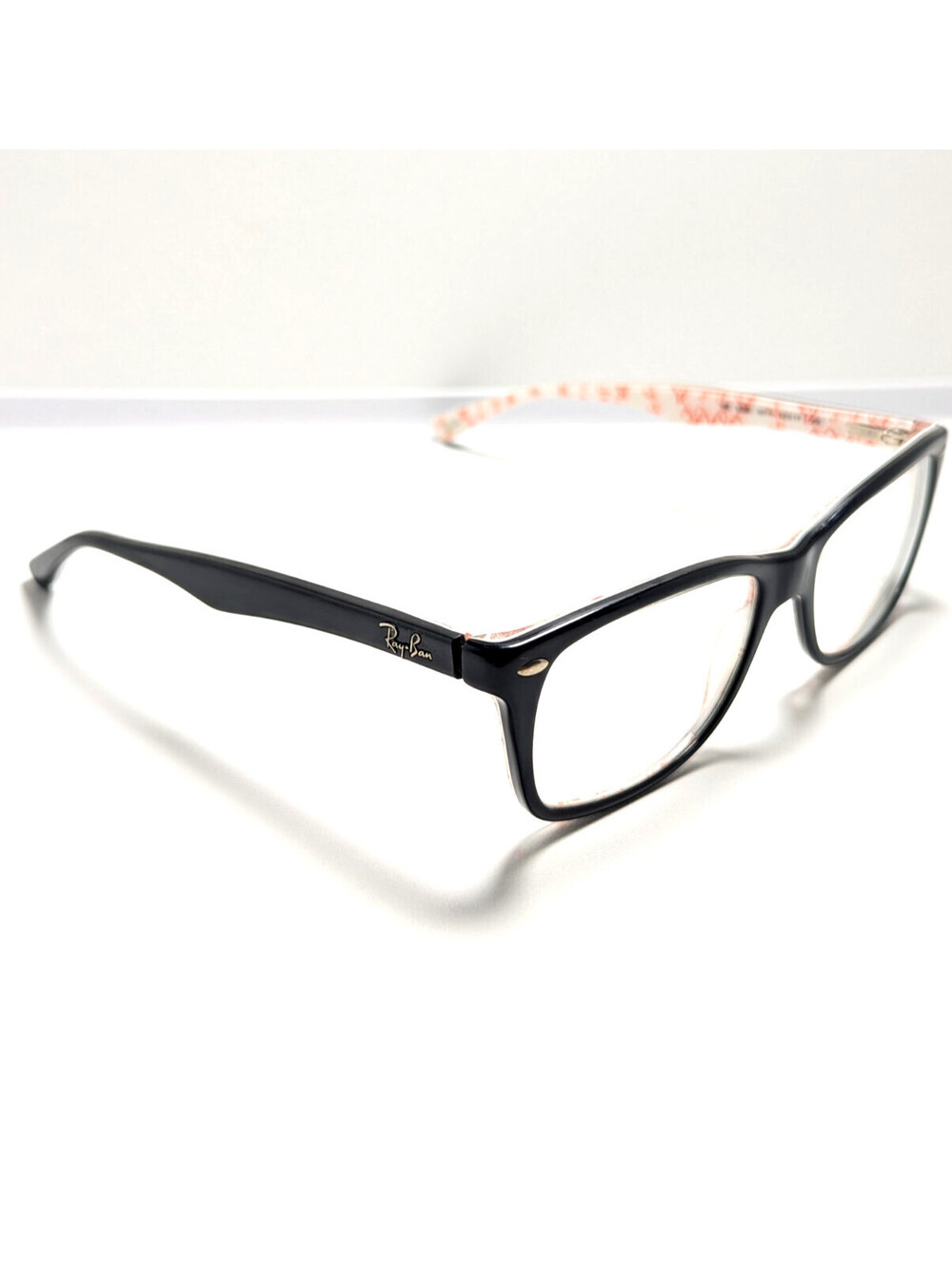 Ray-Ban RB522B Black Pink Floral Rectangle Women's Eyeglasses Frame 53-17-140